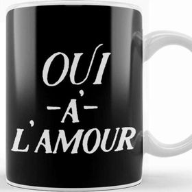 Baskı Dükkanı Yes To Love French Slogan Oui A Lamour Beyaz Porselen Kupa Bardak