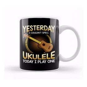 Baskı Dükkanı Yesterday I Couldnt Spell Ukulele Today I Play One Porselen Beyaz Kupa Bardak