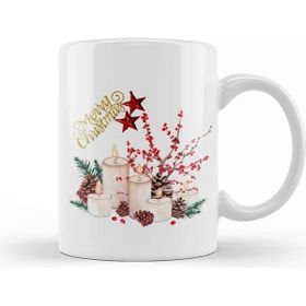 Baskı Dükkanı Yılbaşı Yeni Yıl Konseptli Candle Merry Christmas Kupa Bardak