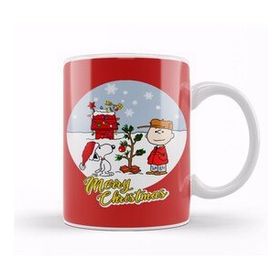 Baskı Dükkanı Yılbaşı Yeni Yıl Konseptli Charlie Brown And Snoopy Merry Christmas Kupa Bardak