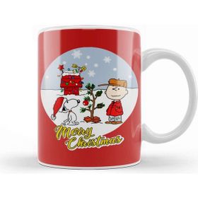 Baskı Dükkanı Yılbaşı Yeni Yıl Konseptli Charlie Brown And Snoopy Merry Christmas Kupa Bardak