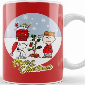 Baskı Dükkanı Yılbaşı Yeni Yıl Konseptli Charlie Brown And Snoopy Merry Christmas Kupa Bardak
