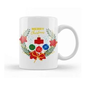 Baskı Dükkanı Yılbaşı Yeni Yıl Konseptli Christmas Wreath 01 Kupa Bardak