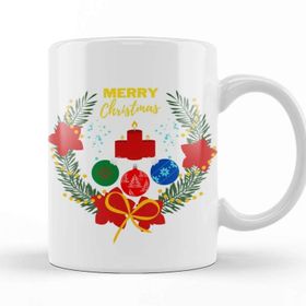 Baskı Dükkanı Yılbaşı Yeni Yıl Konseptli Christmas Wreath 01 Kupa Bardak
