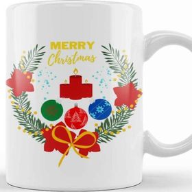 Baskı Dükkanı Yılbaşı Yeni Yıl Konseptli Christmas Wreath 01 Kupa Bardak