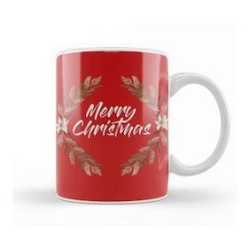 Baskı Dükkanı Yılbaşı Yeni Yıl Konseptli Merry Christmas Floral Kupa Bardak
