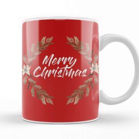 Baskı Dükkanı Yılbaşı Yeni Yıl Konseptli Merry Christmas Floral Kupa Bardak