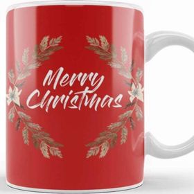 Baskı Dükkanı Yılbaşı Yeni Yıl Konseptli Merry Christmas Floral Kupa Bardak