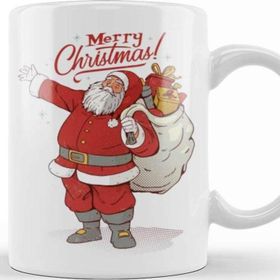 Baskı Dükkanı Yılbaşı Yeni Yıl Konseptli Merry Christmas Noel Baba Kupa Bardak