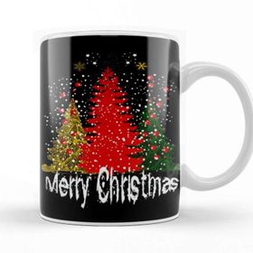 Baskı Dükkanı Yılbaşı Yeni Yıl Konseptli Merry Christmas Trees Kupa Bardak