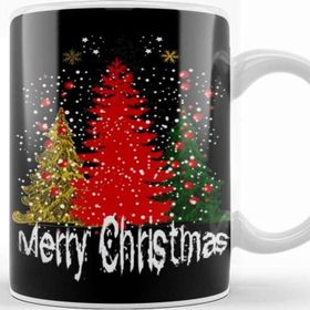 Baskı Dükkanı Yılbaşı Yeni Yıl Konseptli Merry Christmas Trees Kupa Bardak