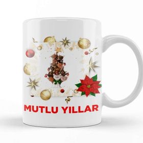 Baskı Dükkanı Yılbaşı Yeni Yıl Konseptli Mutlu Yıllar Hediye Kupa Bardak