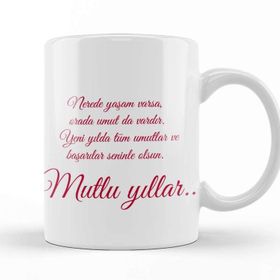 Baskı Dükkanı Yılbaşı Yeni Yıl Konseptli Mutlu Yıllar Kupa Bardak