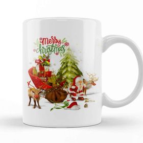 Baskı Dükkanı Yılbaşı Yeni Yıl Konseptli Noel Baba Christmas Kupa Bardak