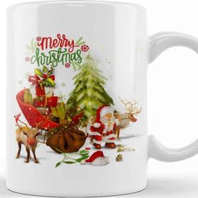 Baskı Dükkanı Yılbaşı Yeni Yıl Konseptli Noel Baba Christmas Kupa Bardak