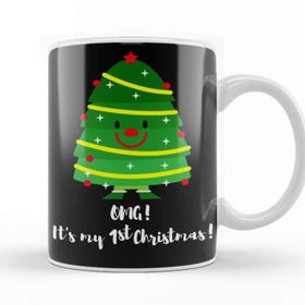 Baskı Dükkanı Yılbaşı Yeni Yıl Konseptli Omg Its My 1st Christmas Kupa Bardak