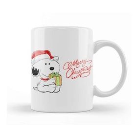Baskı Dükkanı Yılbaşı Yeni Yıl Konseptli Snoopy Merry Christmas Kupa Bardak