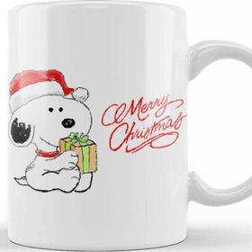 Baskı Dükkanı Yılbaşı Yeni Yıl Konseptli Snoopy Merry Christmas Kupa Bardak