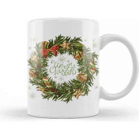 Baskı Dükkanı Yılbaşı Yeni Yıl Konseptli Wreath Gilf Merry Christmas 01 Kupa Bardak