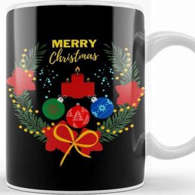 Baskı Dükkanı Yılbaşı Yeni Yıl Konseptlichristmas Wreath Kupa Bardak