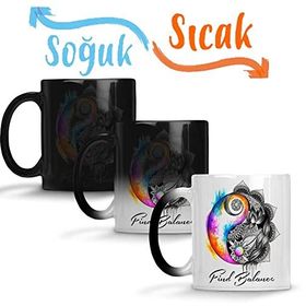Baskı Dükkanı Ying Yang 01 Sihirli Porselen Kupa