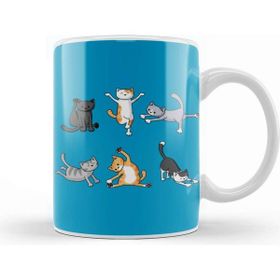 Baskı Dükkanı Yoga Cat Kedi Beyaz Porselen Kupa Bardak