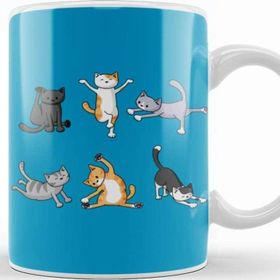 Baskı Dükkanı Yoga Cat Kedi Beyaz Porselen Kupa Bardak