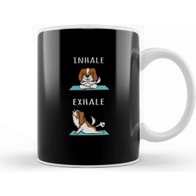 Baskı Dükkanı Yoga Cavalier King Charles Spaniel Beyaz Porselen Kupa Bardak