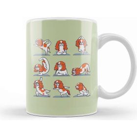 Baskı Dükkanı Yoga Cavalier King Charles Spaniel Beyaz Porselen Kupa Bardak
