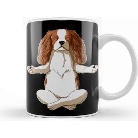 Baskı Dükkanı Yoga Cavalier King Charles Spaniel Beyaz Porselen Kupa Bardak