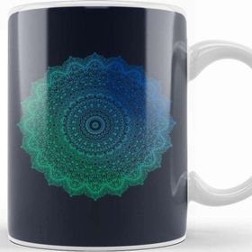Baskı Dükkanı Yogi Prana Mandala Blue Porselen Beyaz Kupa Bardak