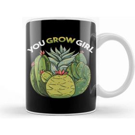 Baskı Dükkanı You Grow Girl Gardening Pun Planting Succulents Porselen Beyaz Kupa Bardak
