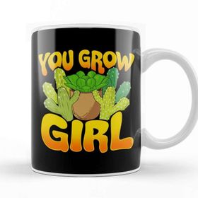 Baskı Dükkanı You Grow Girl Gardening Pun Planting Succulents Porselen Beyaz Kupa Bardak