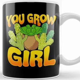 Baskı Dükkanı You Grow Girl Gardening Pun Planting Succulents Porselen Beyaz Kupa Bardak