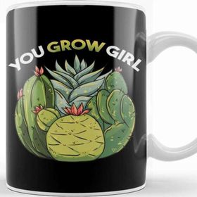 Baskı Dükkanı You Grow Girl Gardening Pun Planting Succulents Porselen Beyaz Kupa Bardak