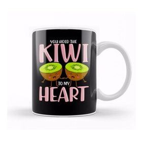 Baskı Dükkanı You Hold The Kiwi To My Heart Adorable Kiwis Pun Porselen Beyaz Kupa Bardak