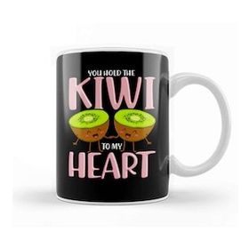 Baskı Dükkanı You Hold The Kiwi To My Heart Adorable Kiwis Pun Porselen Beyaz Kupa Bardak