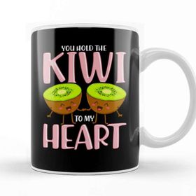 Baskı Dükkanı You Hold The Kiwi To My Heart Adorable Kiwis Pun Porselen Beyaz Kupa Bardak