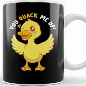 Baskı Dükkanı You Quack Me Up! Adorable Duckling Crack Me Up Pun Porselen Beyaz Kupa Bardak