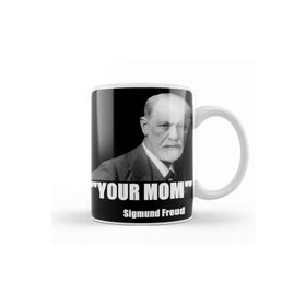 Baskı Dükkanı Your Mom Sigmund Freud Funny Quote Porselen Beyaz Kupa Bardak