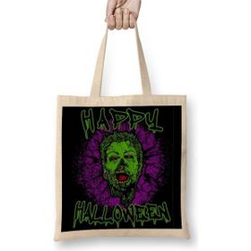 Baskı Dükkanı Zombie Purple Grunge Splatter Happy Halloween Bez Çanta