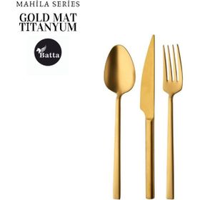 Batta Mahila 5500 Titanyum Mat Gold 42 Parça Çatal Kaşık Bıçak Takımı
