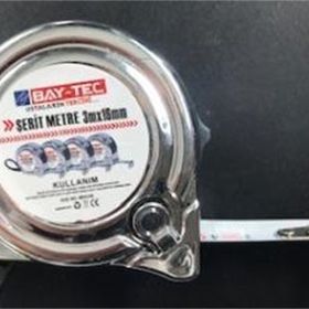 Bay-Tec 3 mt 16 mm Krom Dayanıklı ve Kolay Kullanım Şerit Metre