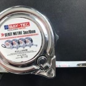 Bay-Tec 3 mt 16 mm Krom Dayanıklı ve Kolay Kullanım Şerit Metre