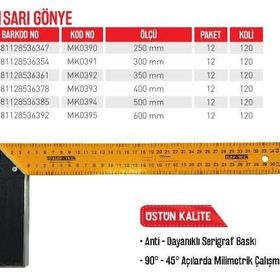 Bay-Tec MK0393 Sarı Gönye 400 mm Sarı Gönye