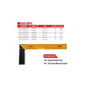 Bay-Tec MK0393 Sarı Gönye 400 mm Sarı Gönye