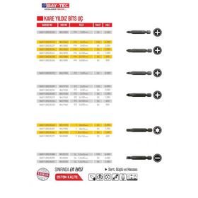Bay-Tec MU1960 2 Adet Pz 2x200 mm Kare Pozi Bits Uç