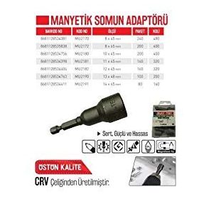 Bay-Tec MU2172 8x65 mm 10 Parça Manyetik Somun Adaptörü