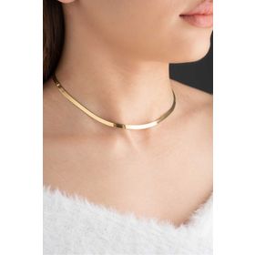 Bayar Gold 14 Ayar 4 mm Kalın İtalyan Ezme Zincir Altın Kolye