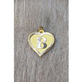 Bayar Gold 14 Ayar Altın B Harf Nostaljik Kalp Kolye Ucu